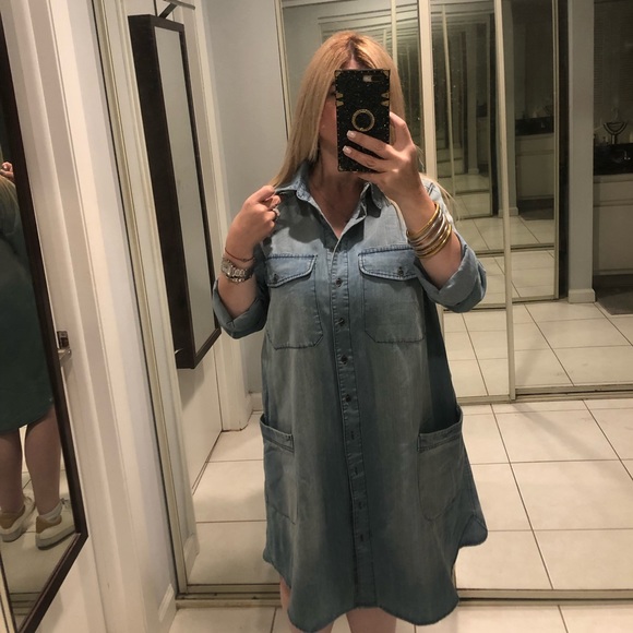 ladies denim dress Denim midi dress Blue Blue / Large